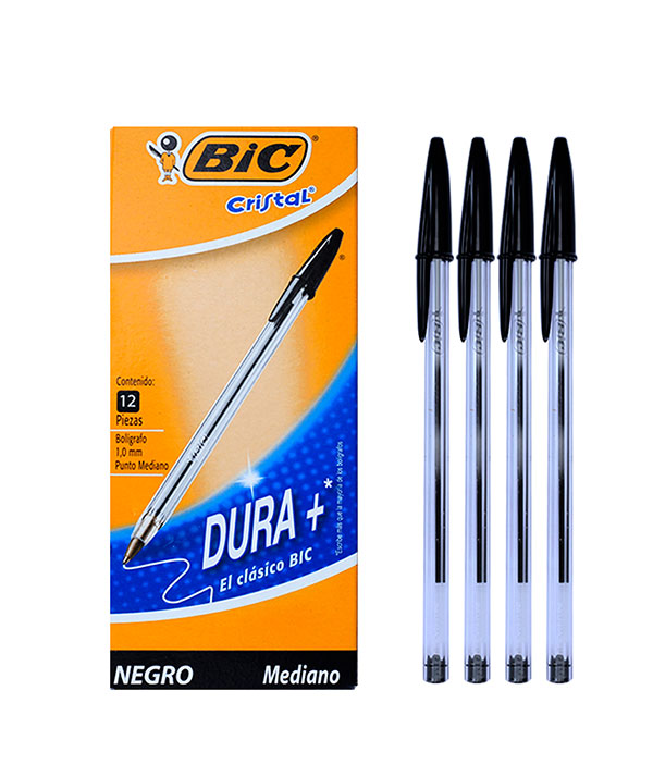 Boligrafo Bic Cristal Metalizado + 2 Recargas Negro Pack. Bolígrafos bic de  tinta . La Superpapelería